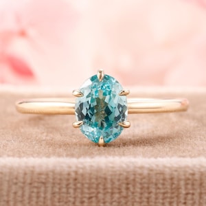 Oval Paraiba Tourmaline Engagement Ring, 18K Gold Anniversary Ring