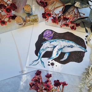 Postkarte Buckelwal in A6, nach meinem Original, Grußkarte Aquarell, Kleine Aufmerksamkeit, Geburtstagskarte