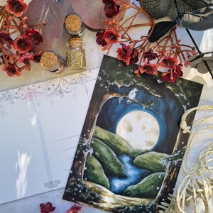 Postkarte Traumlandschaft in A6, nach meinem Original, Grußkarte Aquarell, Kleine Aufmerksamkeit, Geburtstagskarte, Landschaftsbild, Mond