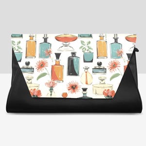 Mid Century Perfume Bottle Clutch Handbag - Retro Vegan Leather 1950s 1960s Style Clutch Purse- MCM Purse
