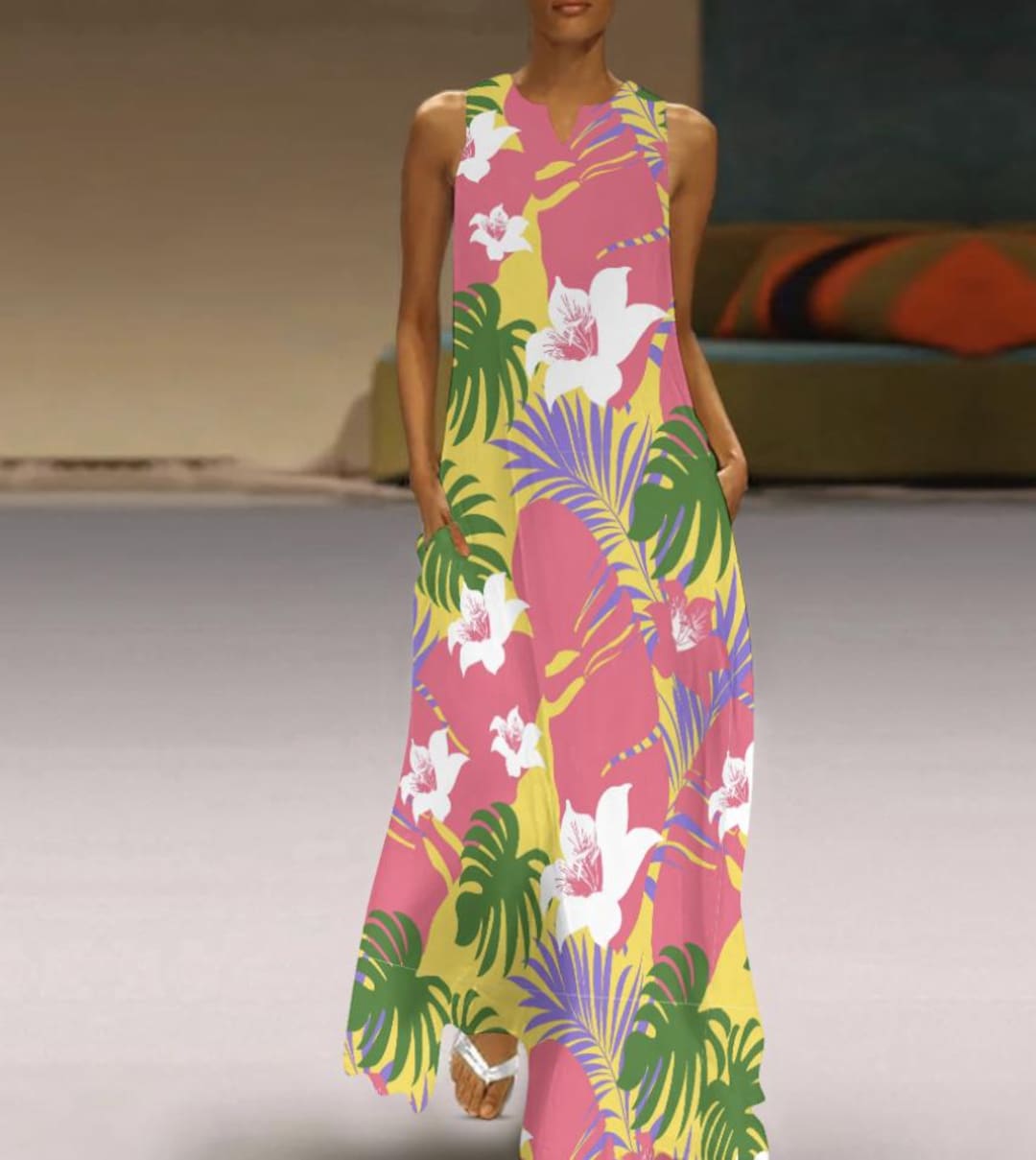 Malia Dress Overdressed T Shirt Dress Palm Beach Hawaiian Style