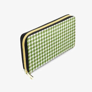 Cartera retro de piel vegana con diseño de pata de gallo verde de los años 50 - Cartera MCM