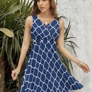 Retro Quatrefoil Dress, Design Swing Dress, Mid Mod 50s Diamond Dress, Geo Design Dress, 1960s Dress