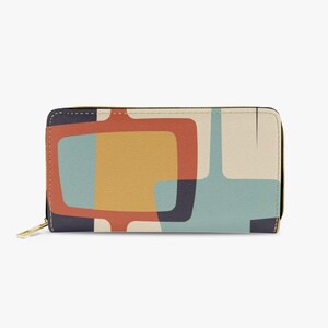 Cartera con diseño geométrico de MCM: piel vegana, diseño de mediados de los años 50 y 60, cartera de mano de MCM