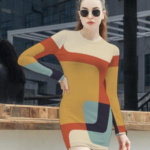 MCM Mini Dress, Gogo Dress, Color Block Dress, 50s Style, 60s Style Dress, Vintage dress, Mid Century Modern Dress,  Retro Dress
