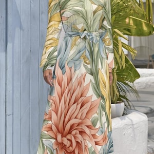 knee length dresses for ladies Tropical Printed Pure Cotton Maxi Ethnic Dresses – Rain & Rainbow