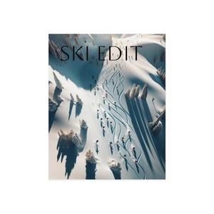 Ski Adventure Fine Art Poster, Ski Decor Wall Art, Mountain Landscape Print, Winter Sports Home Decor, Gift for Ski Lovers
