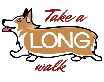 Welsh Corgi "Take a LONG Walk" Vinyl Sticker