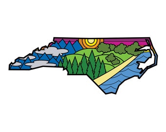 North Carolina State Lines Sticker