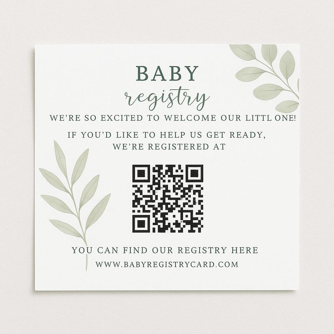 Baby Shower Registry QR Code Card, Baby Shower Invite Insert, Editable ...