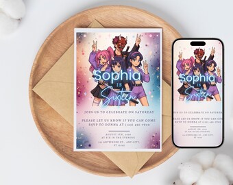 Editable K-pop Concert Birthday Invitation | Teen Girl 13th Birthday Canva Template | K-pop Idol Party Invite
