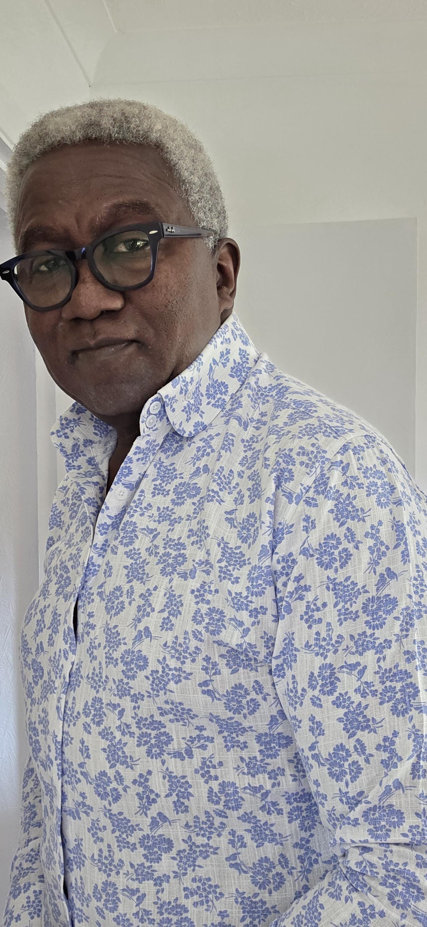 White Beaded Leaf Linen Shirt