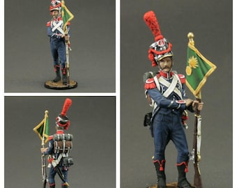 Painted Tin Soldier Figurine: Napoleonic Wars French Sergeant (54mm, 1/32 Scale)