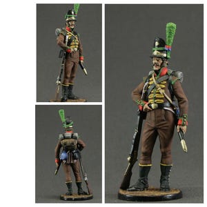 Tin soldier in painting Size 54 mm, scale 1/32 Military-historical miniature. Napoleonic wars, Private, 1st Battalion of Chasseurs