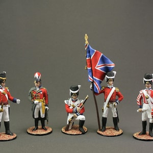 Painted tin soldiers set 5 figures. Size 54 mm, scale 1/32 Napoleonic Wars Wellington and the English Grenadiers 1815