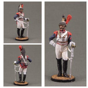 Painted tin soldier figurine Size 54 mm, scale 1/32  , Military-historical miniature. Napoleonic wars, Cuirassier Regiment. France, 1812.