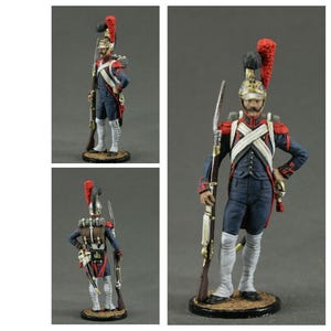 Painted tin soldier figurine Size 54 mm, scale 1/32 Military-historical miniature. Napoleonic wars, Private of the Guards Engineers Company