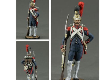 Painted Tin Soldier Figurine: Napoleonic Wars, French Guard (54mm, 1/32 Scale)