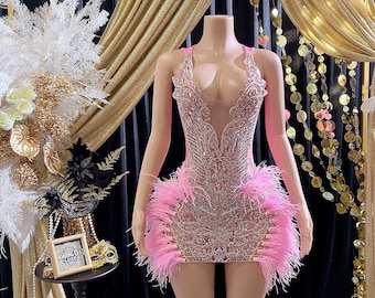 パーティードレス Rhinestone Embellished Light Pink Ombre Gown Hot Pink Embellished Belt V Neck Ball Gown 24564 | Jovani