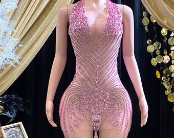 Custom Pink Rhinestone Birthday Dress - Etsy