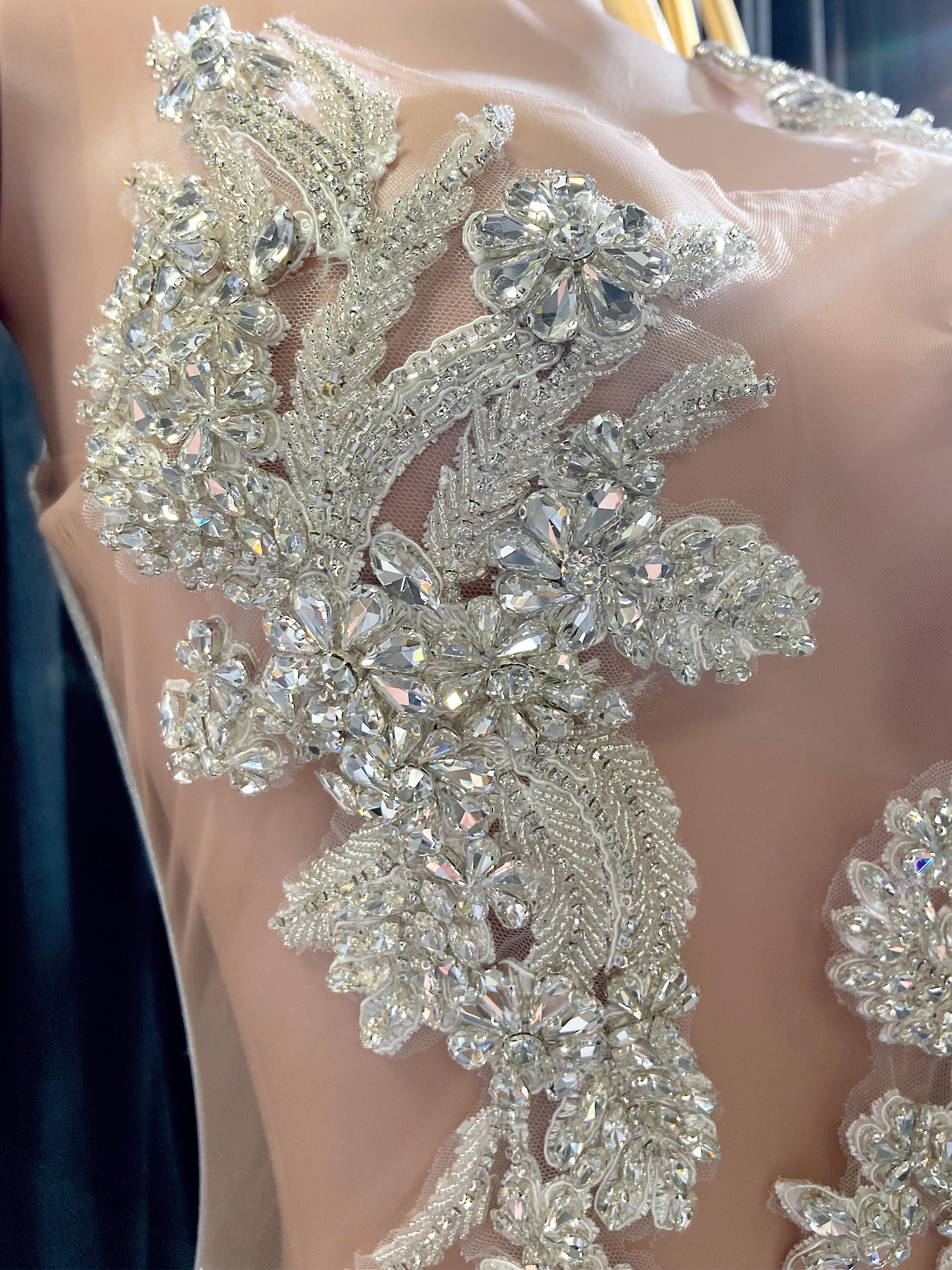 Luxe Silver Diamond Rhinestone Birthday Dress - Handmade