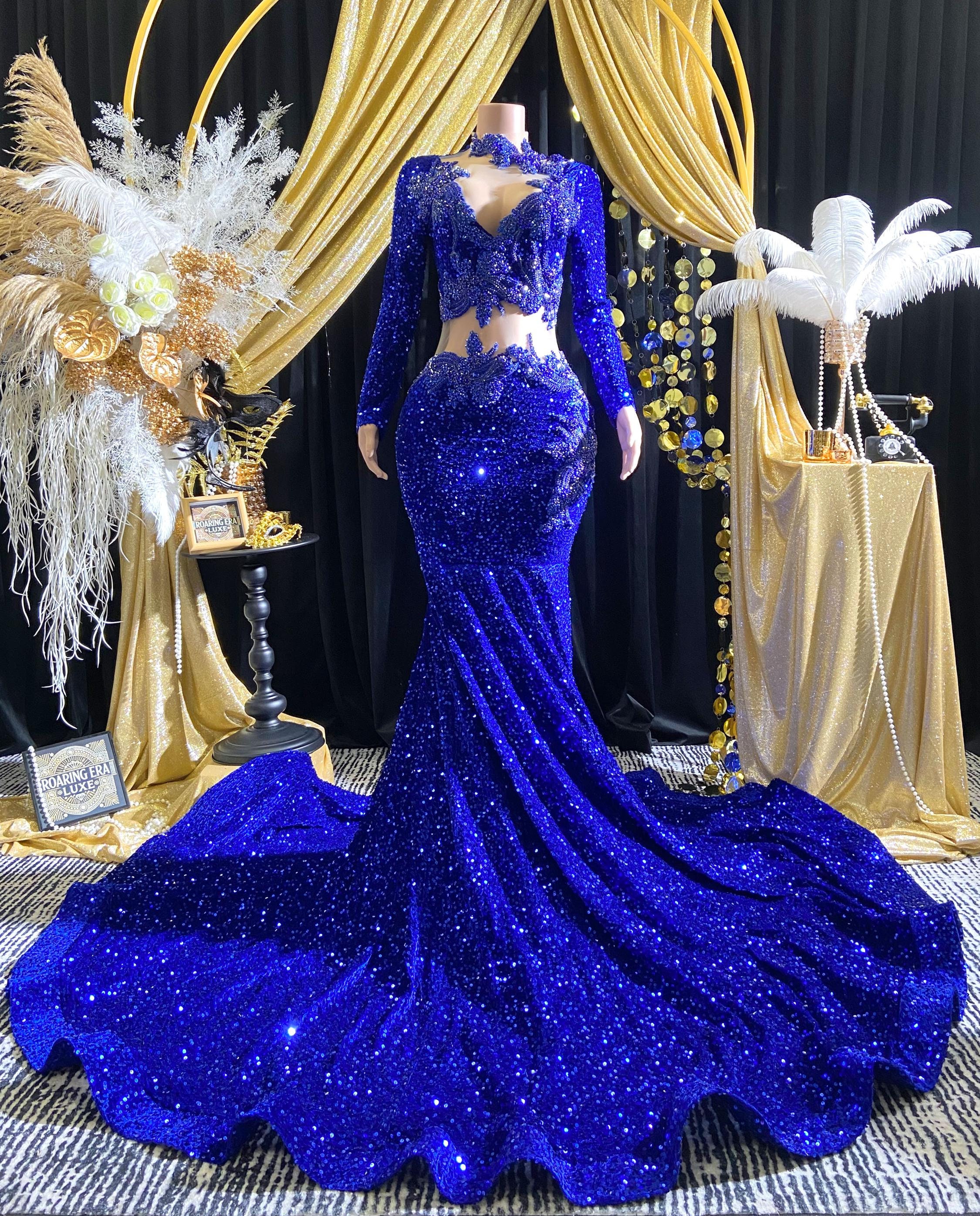 Crystal Mermaid Gold Raining Effect Dress Crystal Mermaid Gold Raining Effect Dress
