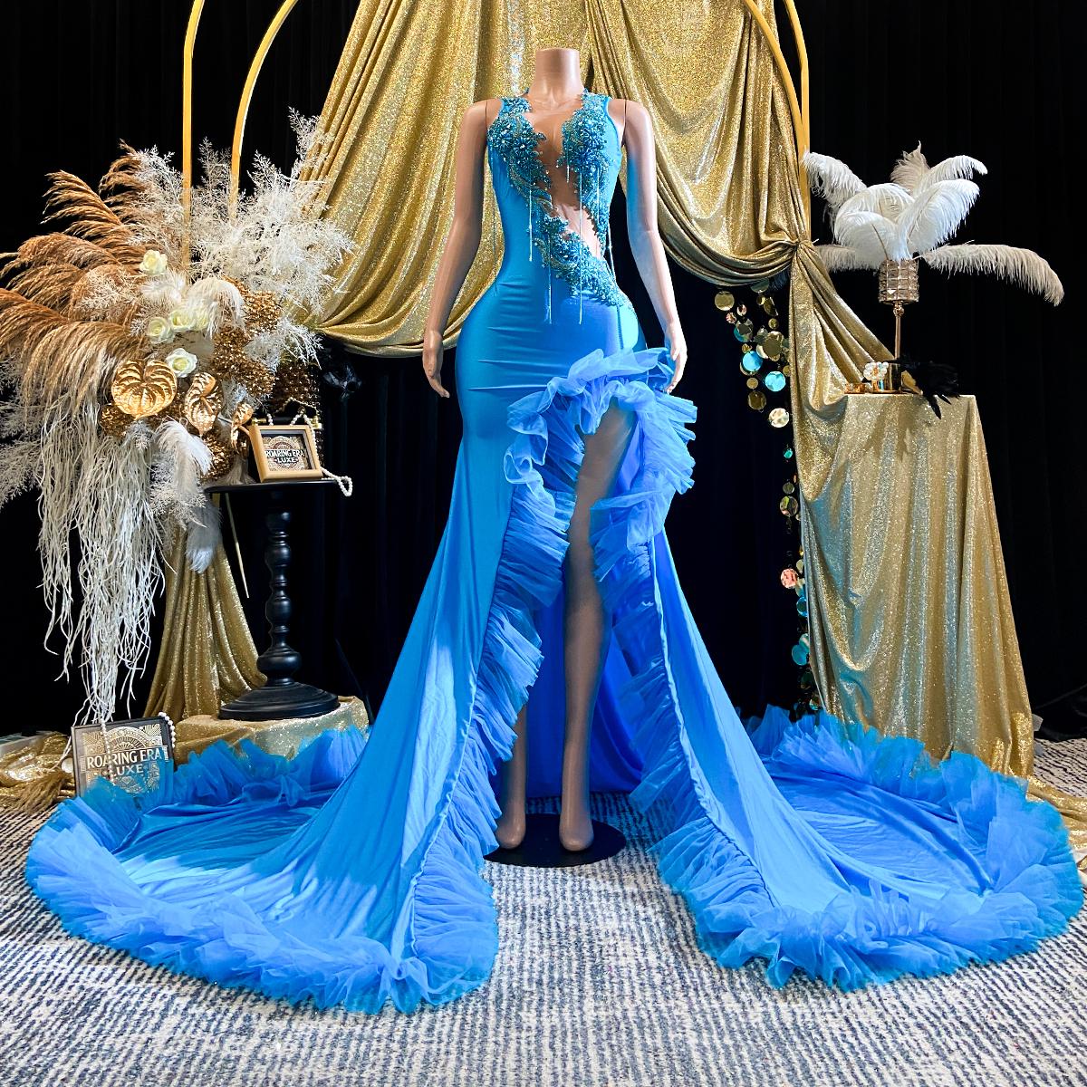 cheap blue dress Cheap Dusty Blue Quinceanera Dresses Floral Sweet 16 Princess Dresses main image 1