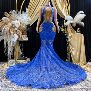 Royal Blue and Gold Evening Dresses - Etsy Royal Blue and Gold Evening Dresses - Etsy