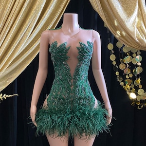 burlesque green dress pattern Cabaret Gown