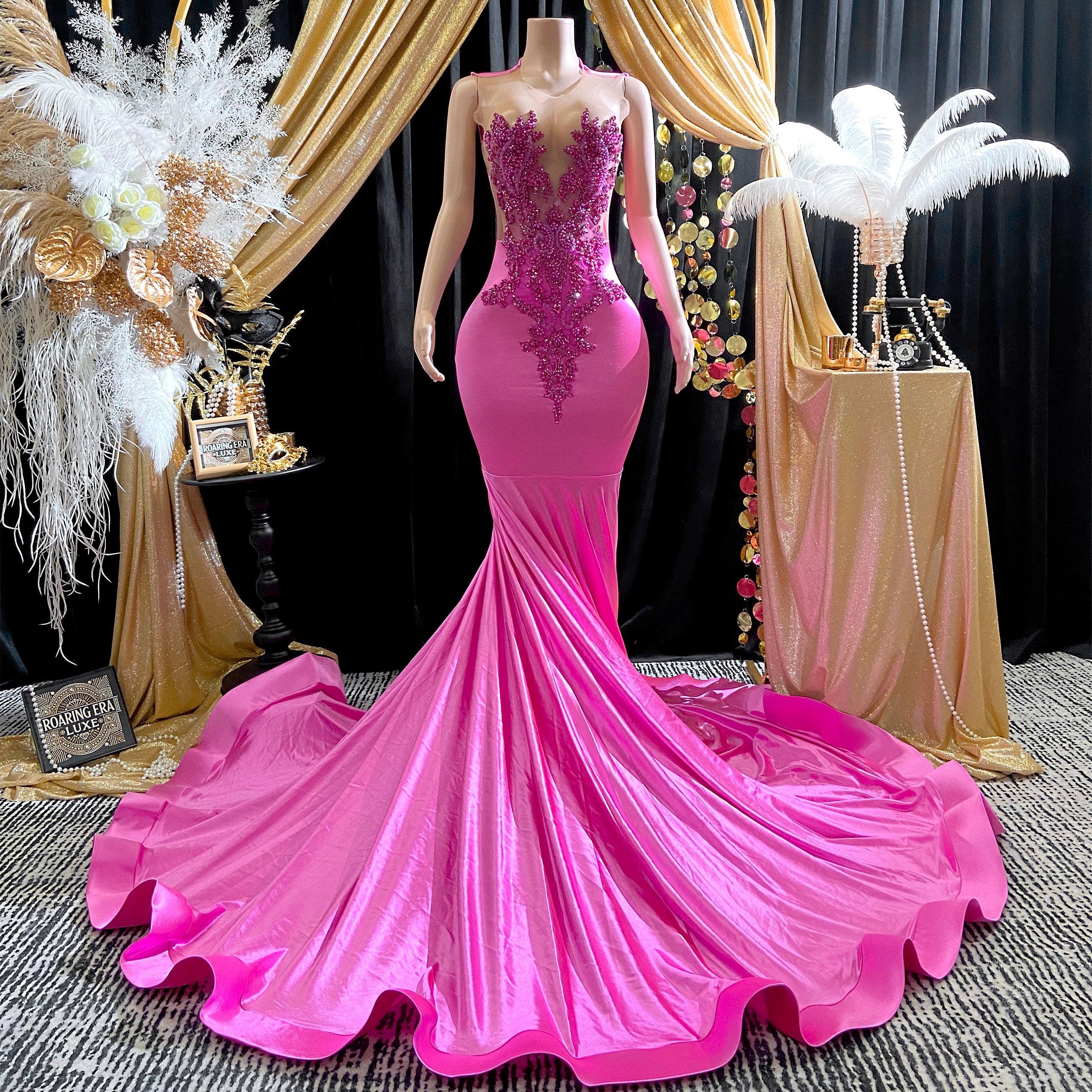 Hot Pink Magenta Rhinestone Birthday Dress - Hand Crafted