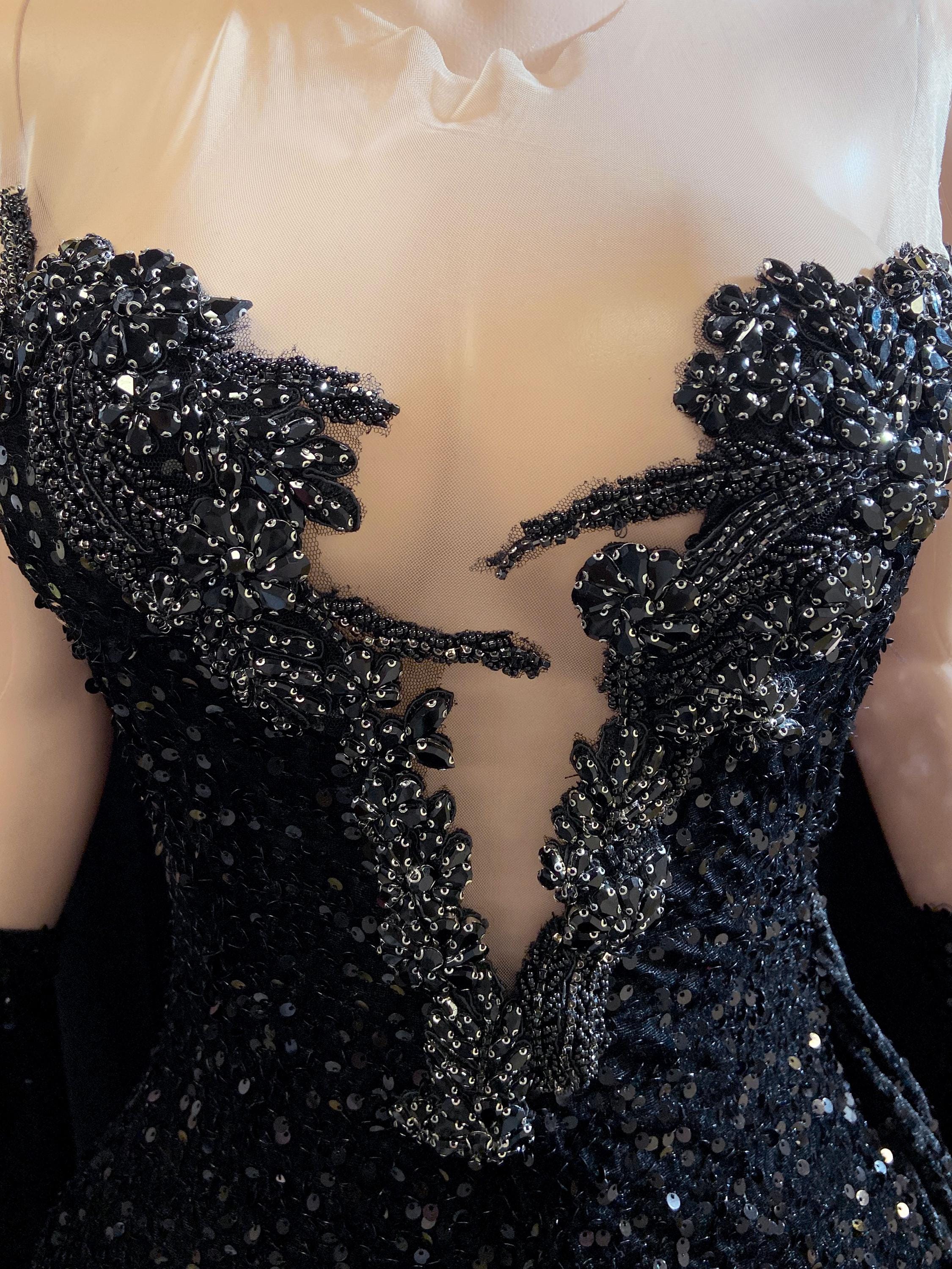 anthony richards formal dresses Zohra Cut Out Strapless Rhinestone Gown | Black | Debs & Prom