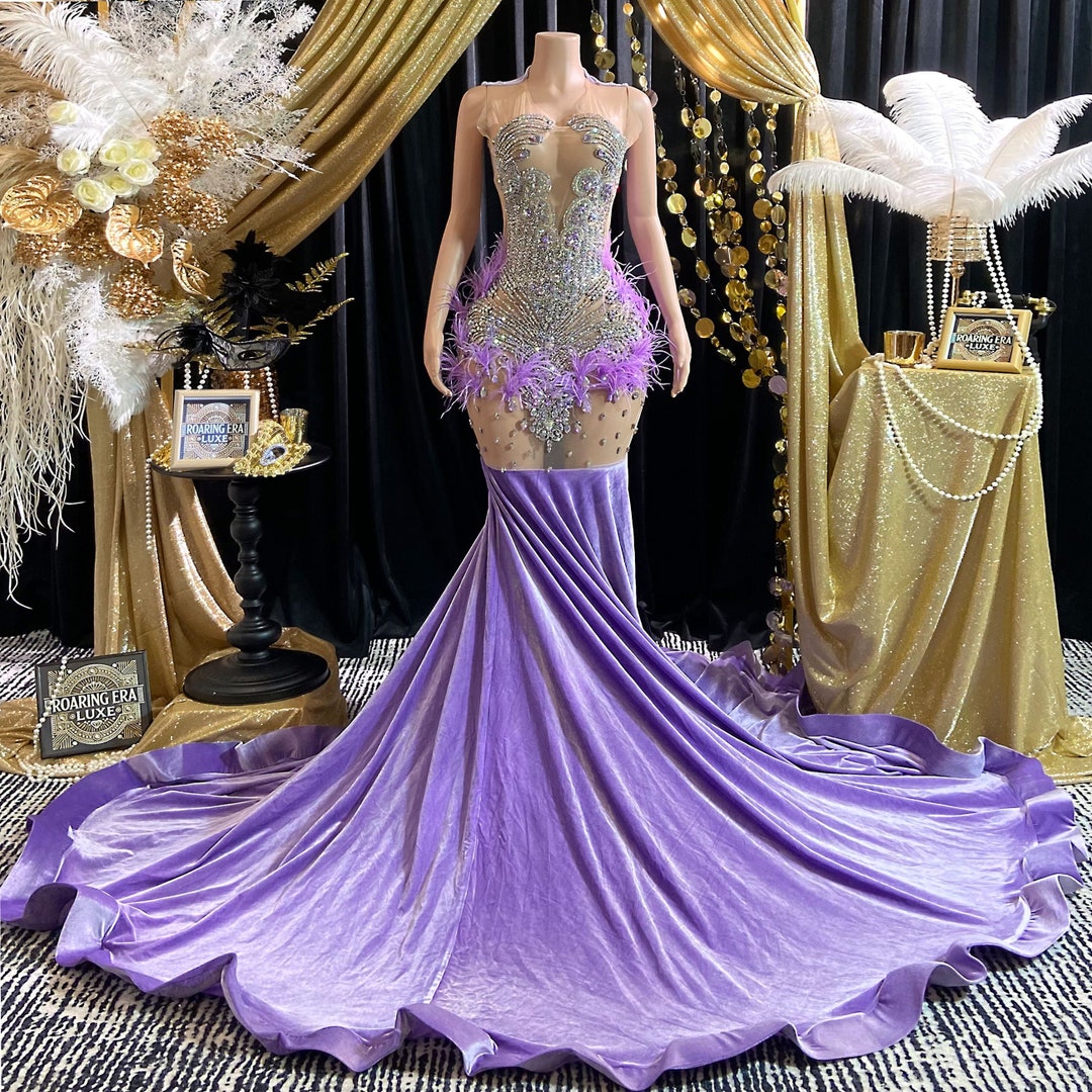 パーティードレス Rhinestone Embellished Purple Ombre Gown mermaid-sleeveless-dress-