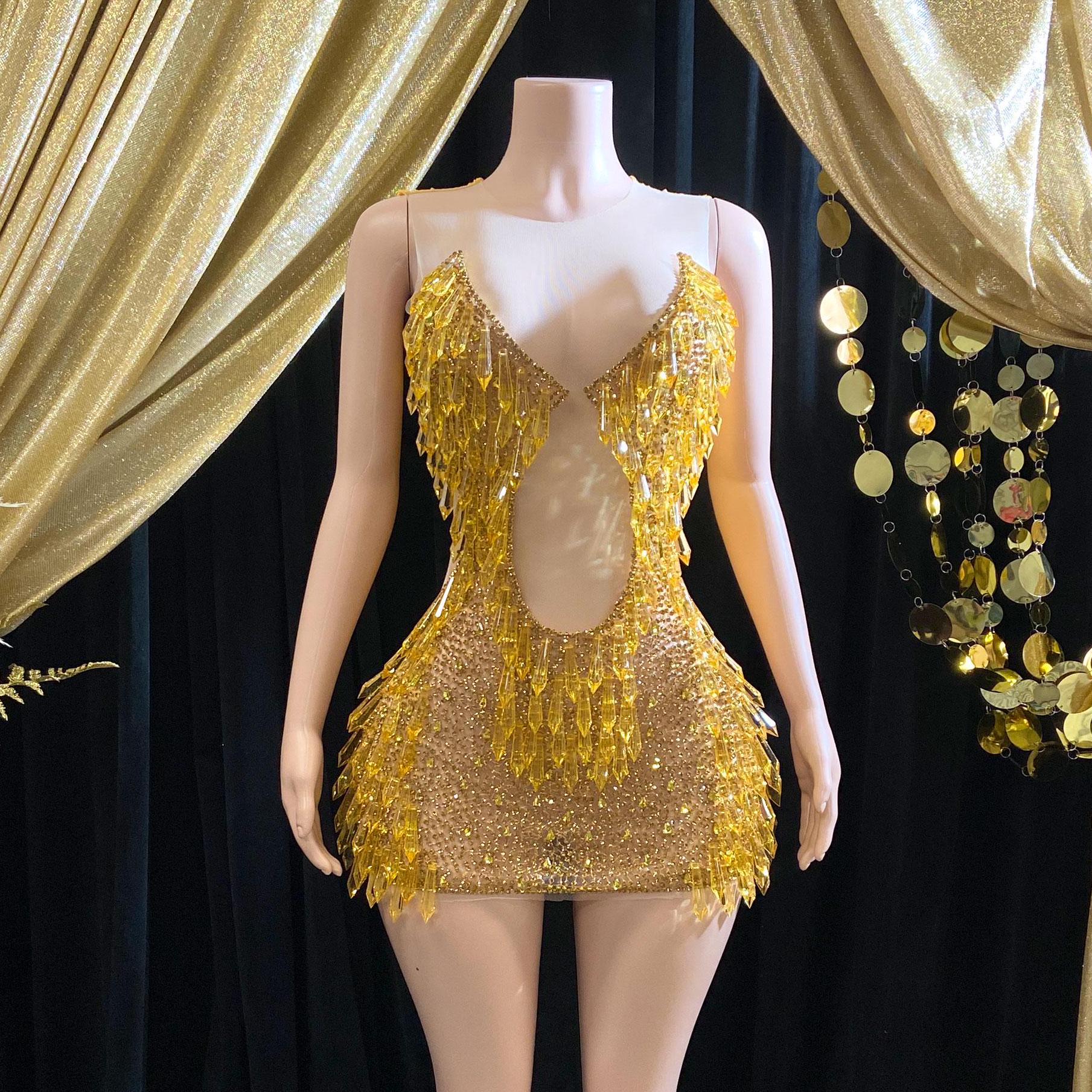 slim fit dress slacks Rose Gold Sequin Plunging Neckline Mini Dress main image 1