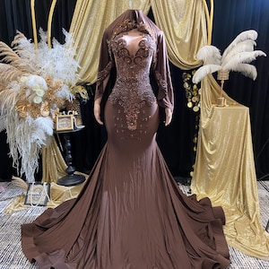 green emerald velvet dress Ethereal Crystal One-Shoulder Gown | Elegant Evening Dress main image 1