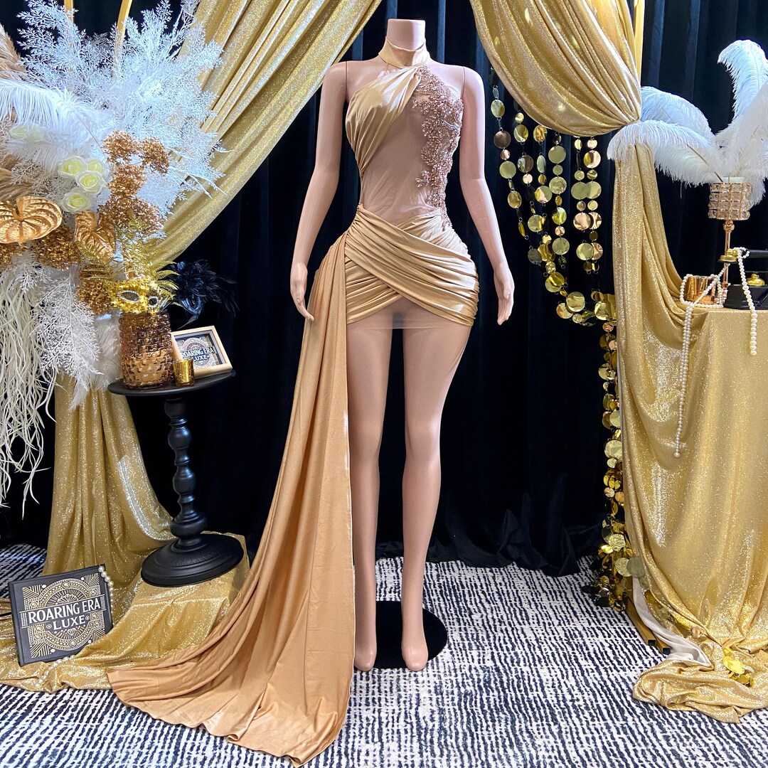 green emerald velvet dress Cap-Sleeve Rose Gold Short Homecoming Glitter Dress Rose Gold / XLarge