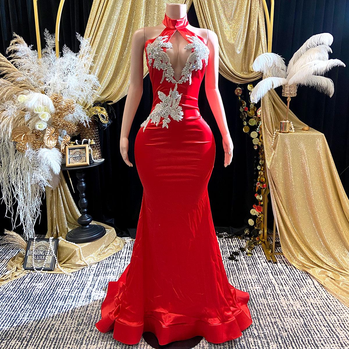 Red Rhinestone Dress - Etsy