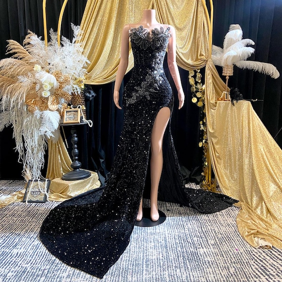 black rhinestone birthday dress Short Semi-Formal Party Dress with Rhinestones Black / Small