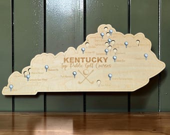 Kentucky Golf Courses Map- Gift for a golfer with golf ball cutouts to track the courses you've completed