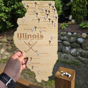 Carte des terrains de golf de l'Illinois - Les meilleurs terrains de golf publics avec des découpes de balles de golf pour marquer les lieux où vous êtes allé