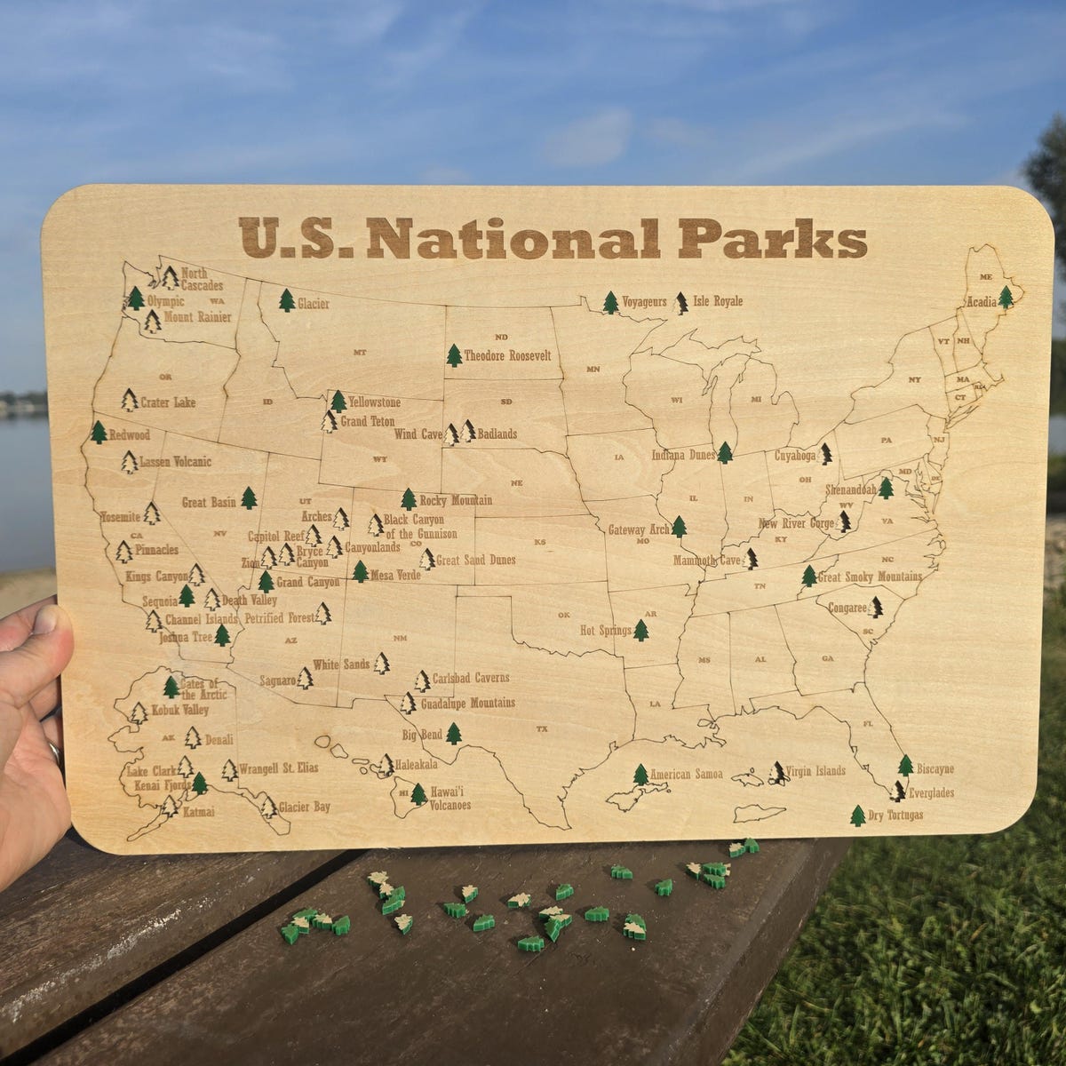 National Parks Travel Tracking Map of the United States With Tree Cutouts to Mark the Parks You've Visited. Hiking Traveling Wall Decor Sign - Etsy