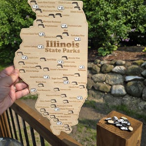 Carte des parcs de l'État de l'Illinois - Avec des découpes pour les camping-cars pour savoir quels parcs vous avez visités !