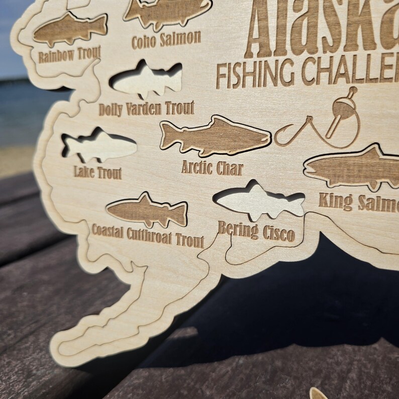 Alaska Fishing Map | Fishing Log Gift for Fisherman | Game Fish of AK ...