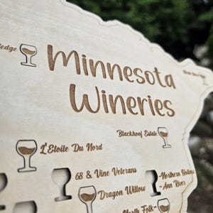 Minnesota Wineries Map- Wine glass cutouts to mark the places you've traveled