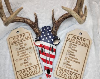 Big Game Hunting Gift- Super Ten Large Game Tag Out Tracking Sign with cutouts to mark the ones you've harvested