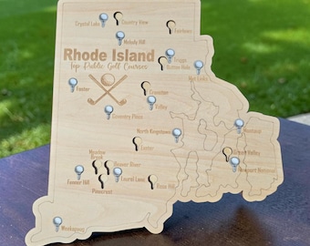 Rhode Island Golf Course Map- Best public golf courses with golf ball cutouts to track where you've been golfing!