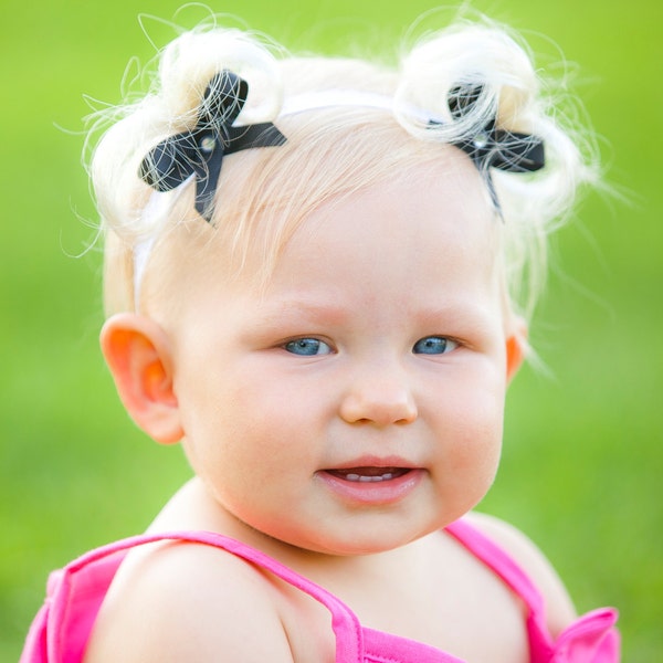 Bebe Doos Perfect Ponies - Baby headband accessory with bows and fake faux pigtails hair PATENTED