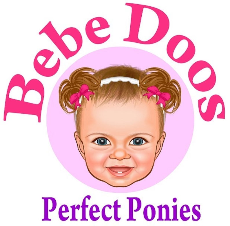 Bebe Doos Perfect Ponies Baby headband accessory with bows and fake faux pigtails hair PATENTED