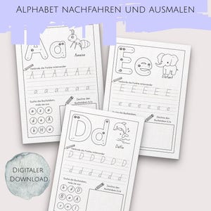 Aprenda el ABC | Aprende a escribir el alfabeto | Ejercicio de balanceo de letras | Jardín de infancia y escuela primaria | Juego de aprendizaje Montessori | Imprimible | PDF