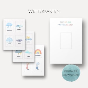Wetterkarten I Lernkarten I Wetter Montessori I Wetter Kinder I Kindergarten I Lernvorlagen I zum Ausdrucken I PDF I Digitaler Download