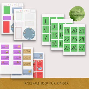 Tageskalender für Kinder I Wochentage Monate Jahre lernen I Kita & Schule I PDF A4 I digitaler download I Montessori